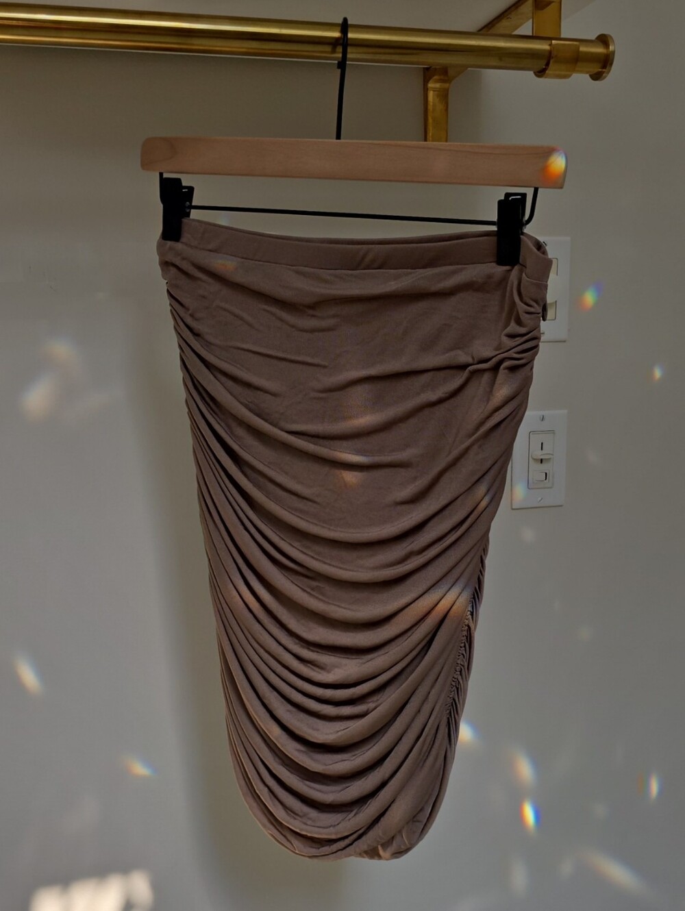 Halston Heritage Taupe Ruched Pencil Skirt M